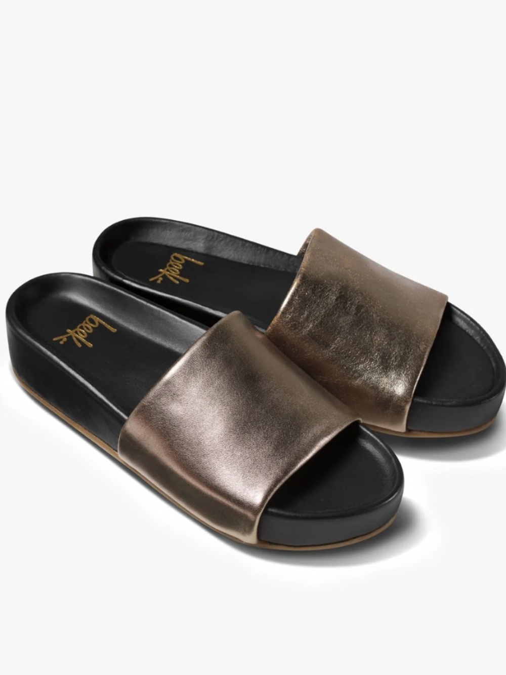 Beek X Anthropologie Black Bronze Leather Pelican Platform Sandals NEW 9